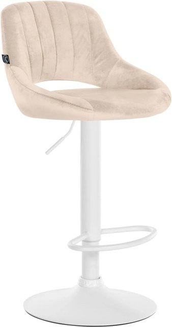 DELUKE Barhocker SEGAD mit Lehne aus Samt in Creme Weiß, B/T/H: 47 x 48 x 85 cm - Bild 1