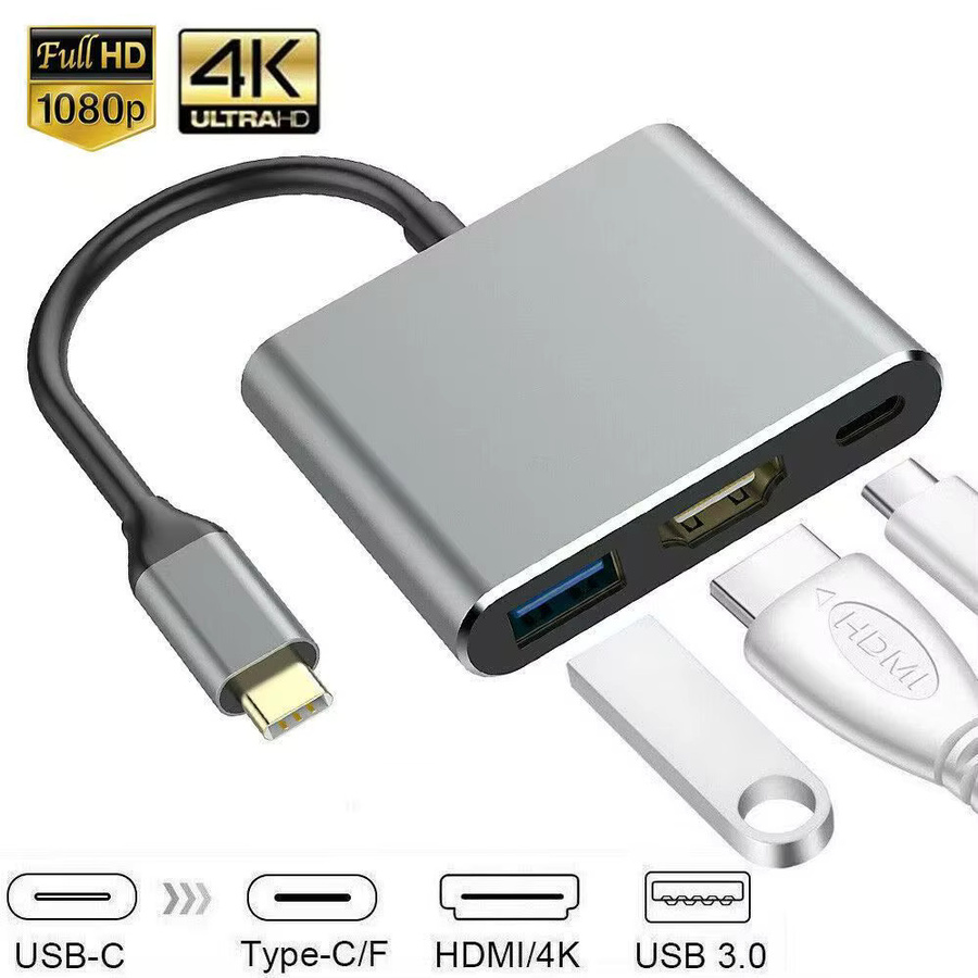 3-in-1 USB-C-Hub mit PD 100W Power Delivery, HDMI 4K UHD und USB 3.0 Anschluss - Bild 2