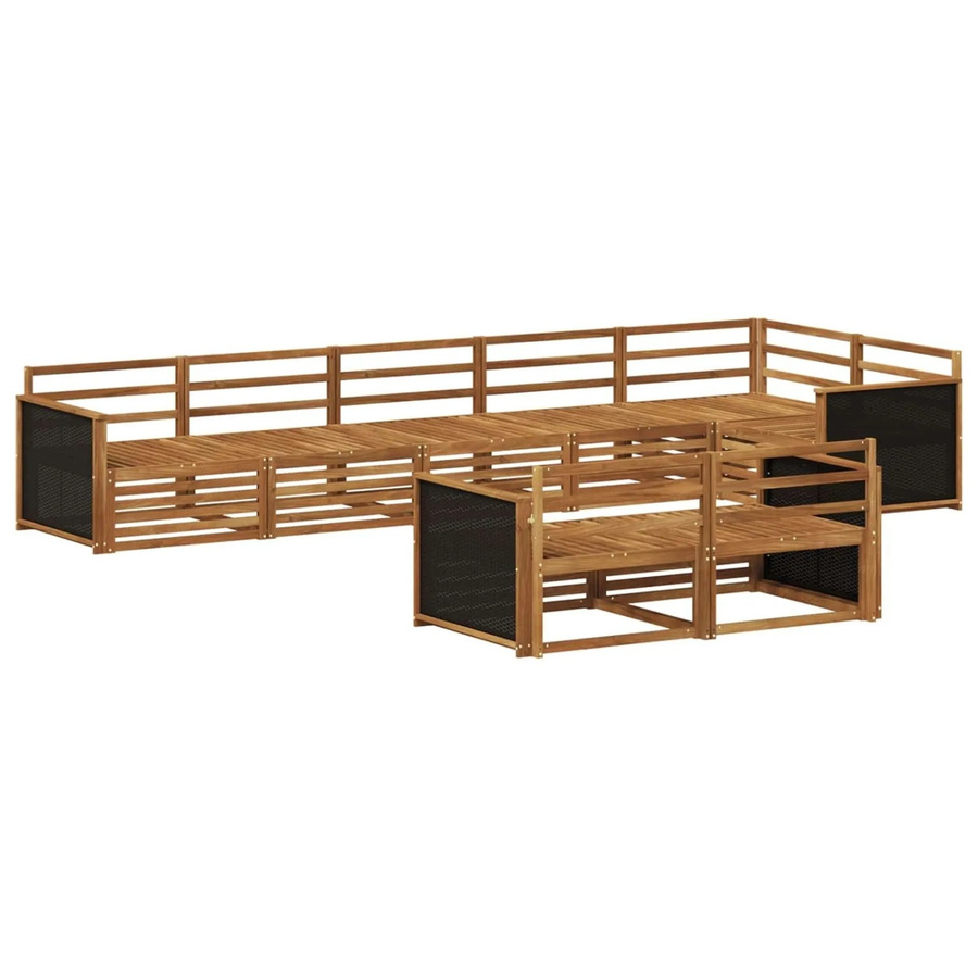 vidaXL Outdoor-Sofagarnitur aus Akazienholz in Braun, 8-teiliges Set mit Ecksofa, Mittelsesseln und Armlehnen - Bild 2