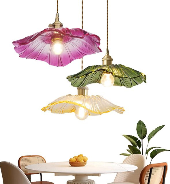 Moderne Glas Pendelleuchte Ramalho mit LED für Esszimmer, Schlafzimmer und Büro in Weiß, Grün oder Cognac - Bild 1