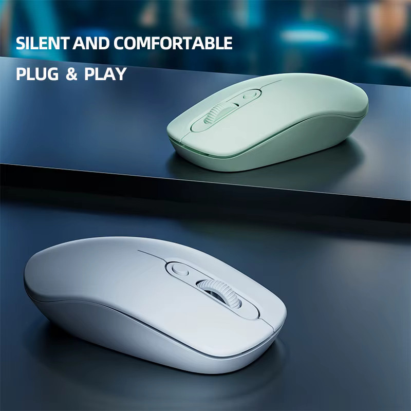 NexusClick Kabellose Maus in Beige mit Hintergrundbeleuchtung, 1600 DPI und leisem Klicken, wiederaufladbar via USB - Bild 2