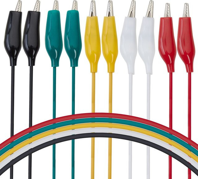 ELECAPITAL DIY Messleitungen mit doppelseitigen Krokodilklemmen, 10 Stück, gemischte Farben - Bild 1