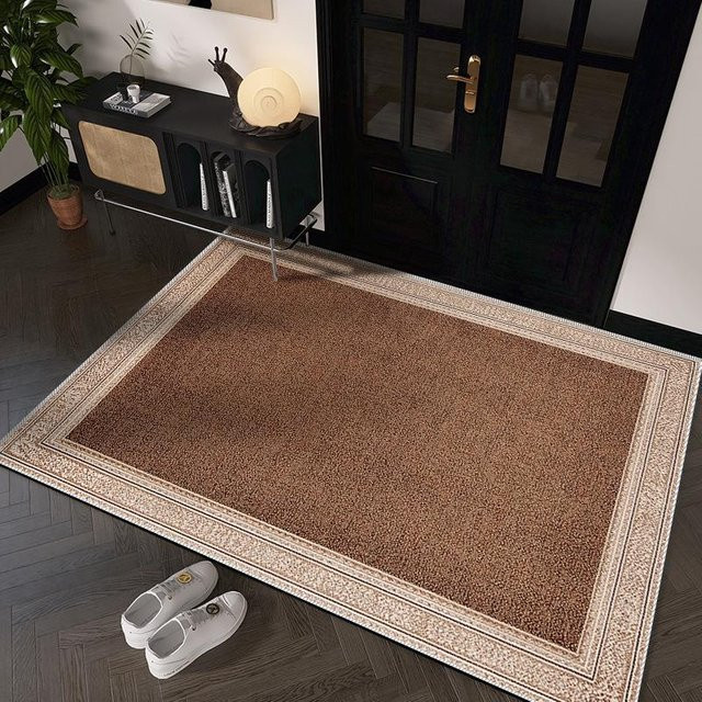 Moderner Luxus-Eingangsteppich in Braun mit Cashmere-Imitation, rutschfest und saugfähig, B/T: 60 x 40 cm - Bild 1
