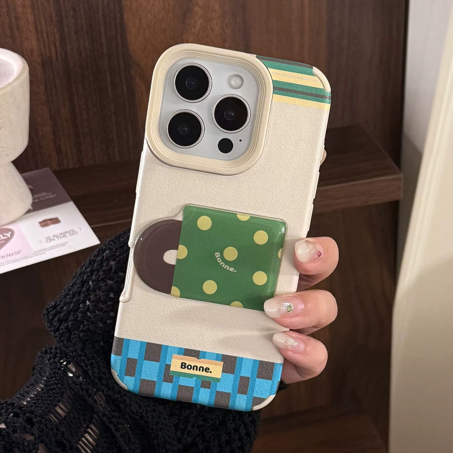 MUQGEW Handyhülle mit Koreanischem 3D Wave Point Design und Leder Textur für iPhone 16 15 14 13 12 11 Pro Max in Multicolour - Bild 3
