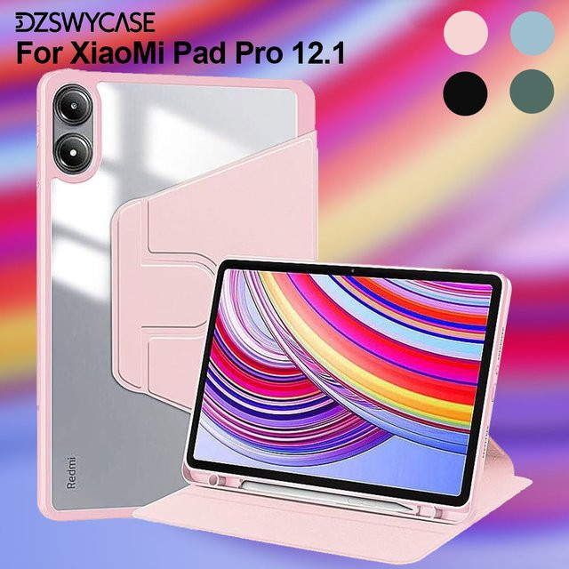 Xiaomi Schutzhülle für Redmi Pad Pro 12.1 Zoll 2024 und Poco Pad 12.1 mit drehbarem Ständer, Auto Sleep Wake Funktion und Stifthalter in Grün oder Pink - Bild 1