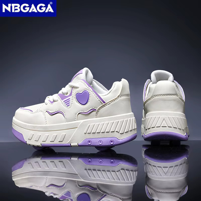 NBGAGA Mädchen-Rollschuhe, Vierrad-Rollschuhe, mit Herz-Print-Dekor - Bild 5