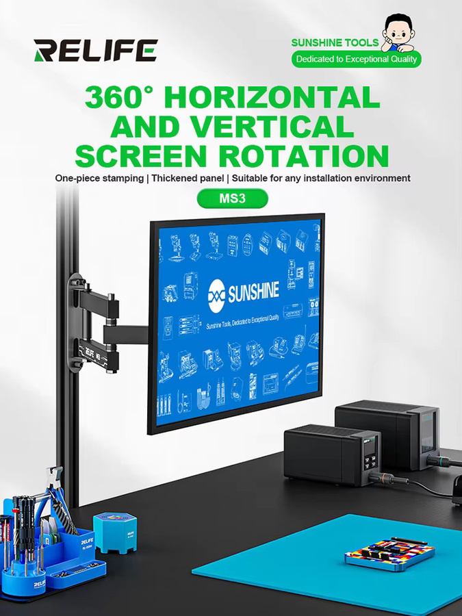 RELIFE MS3 360° drehbare Bildschirmhalterung in Schwarz für 14-27 Zoll Monitore mit 15° Neigefunktion - Bild 7