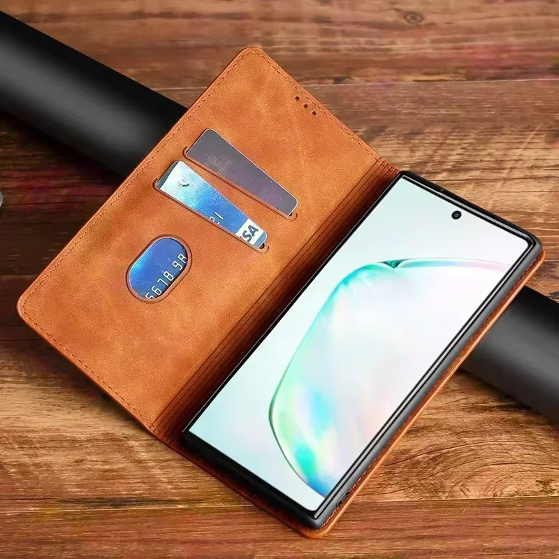 Luxus Flip Leder Schutzhülle mit magnetischer Halterung für OPPO Reno Serie in Schwarz - Bild 3