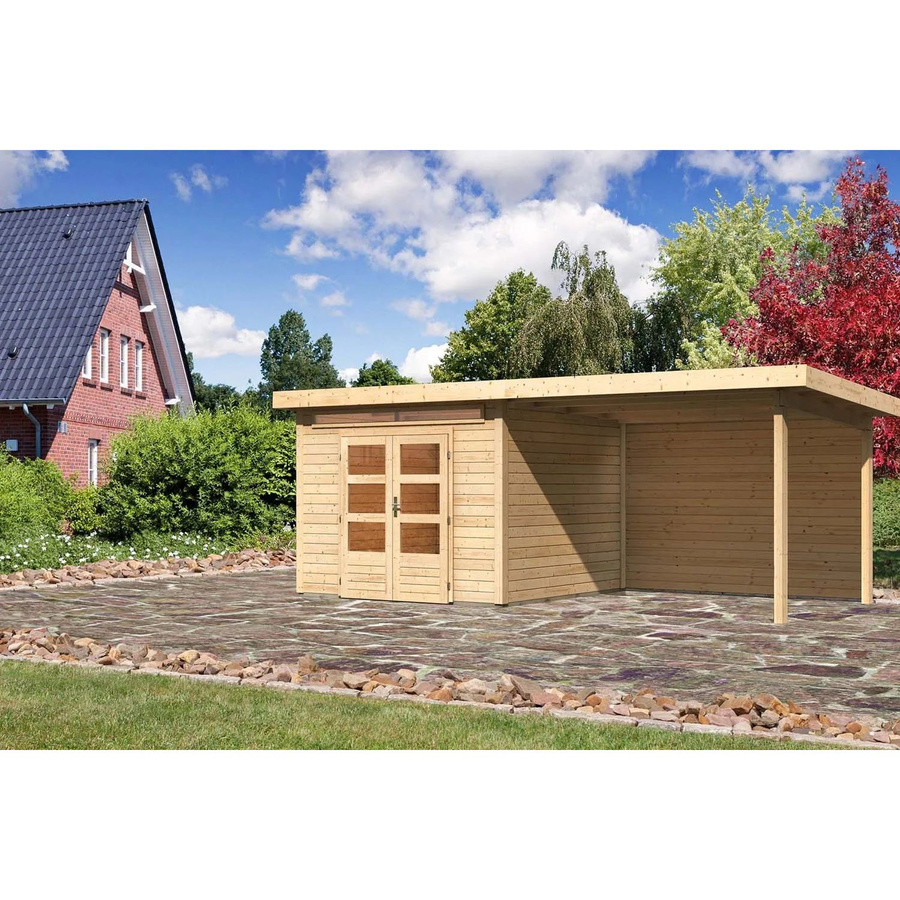 Karibu Holz-Gartenhaus Kumla 6 Natur mit Pultdach und modernem Design, B/T: 270 x 270 cm - Bild 2