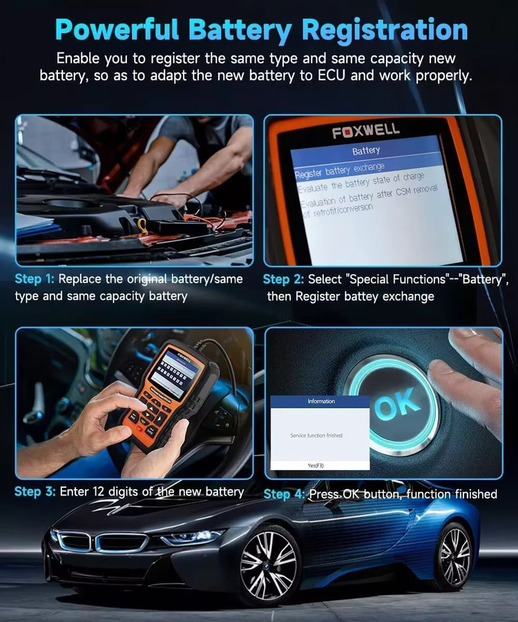 Foxwell NT510 Elite OBD2 Diagnose-Scanner für BMW in Schwarz mit ABS, SRS, DPF und TPMS Funktionen - Bild 5