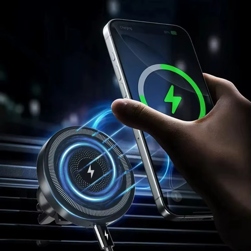 VIKEFON Magnetisches kabelloses Ladegerät für das Auto, 360 Grad drehbarer Lüftungshalter in Schwarz, Schnellladehalterung für iPhone 17 16 15 14 13 12 Pro Max - Bild 3