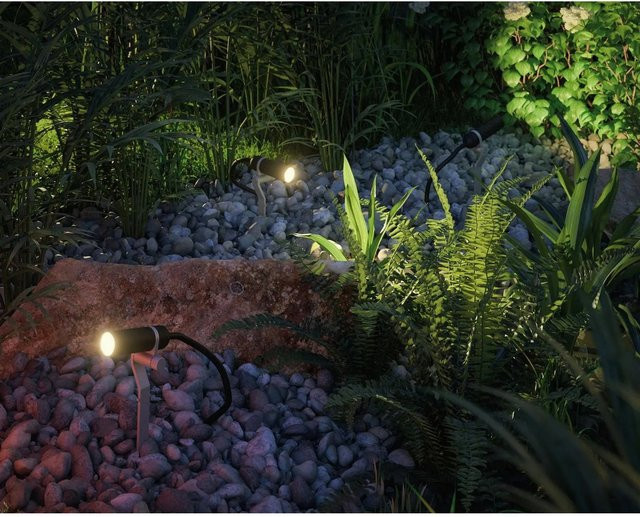Paulmann Plug & Shine Plantini LED-Gartenstrahler-Starter-Set mit 3 Erdspießen in Warmweiß - Bild 2