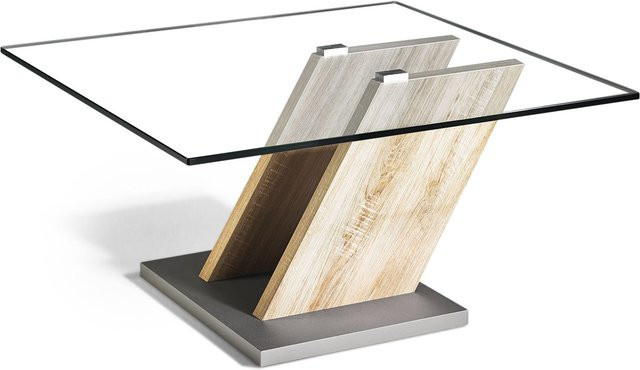 Couchtisch HASSE 7222 HK-080-22 in Sonoma Eiche mit Klarglas, quadratisch, B/T/H: 80 x 80 x 45 cm - Bild 1
