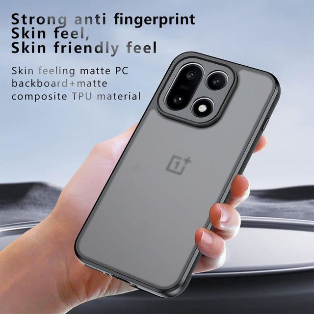 Fundas Stoßfeste Hülle für OnePlus 15 und OnePlus 15R, Mattiert und Transparent, Schwarz - Bild 1