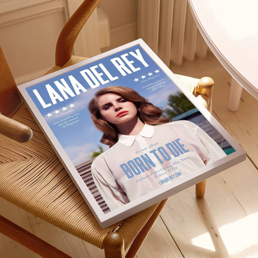Lana Del Rey Retro Film Aufkleber in Schwarz und Rosa, Ästhetische Kunst Poster aus Kraftpapier für dein Zimmer oder Café, B/H: 15 x 15 cm - Bild 4