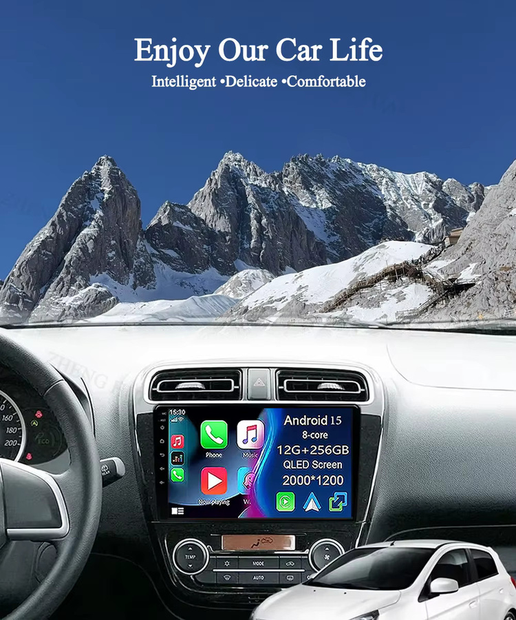 TIEYEZ Android 16 Autoradio mit 9 Zoll Display für Mitsubishi Mirage Attrage 2012-2019 und Space Star 2014, Navigation Stereo Multimedia Tuning Bildschirm, Schwarz - Bild 3