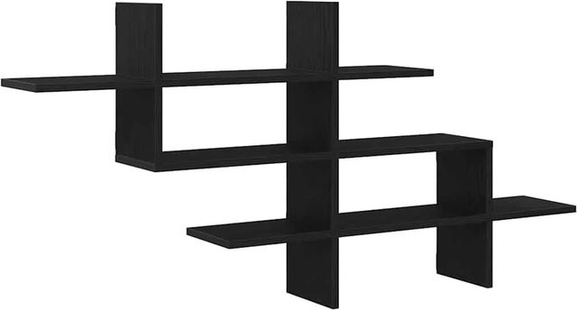 vidaXL Wandregal in Schwarz und Eichen-Optik aus Holzwerkstoff, B: 124,5 cm, T: 18,0 cm, H: 60,5 cm - Bild 1