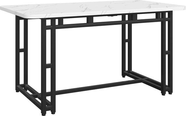 okwish Esstisch in modernem Design mit Metallgestell und MDF-Tischplatte, Schwarz/Weiß, B/T: 120 x 70 cm - Bild 1