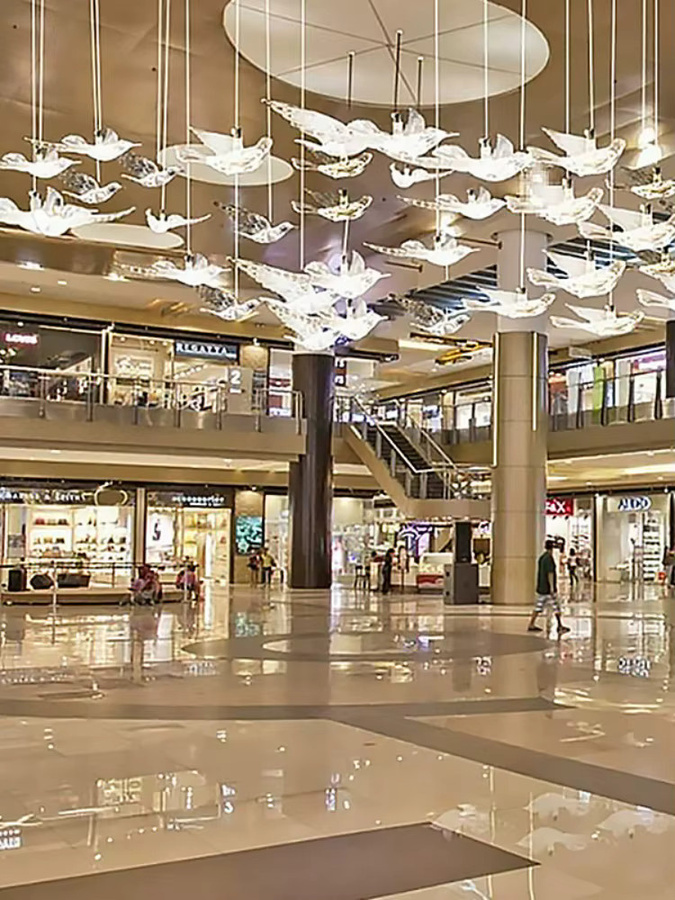 JIANKEXING LED Glas Vogel Kronleuchter in Transparent und Chrom als luxuriöse Pendelleuchte für Treppenhäuser, Hotels oder Villen - Bild 4