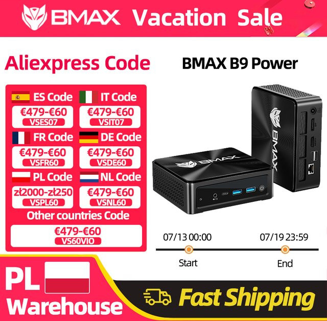 BMAX B9 Mini-PC in Schwarz mit Intel Core i9-12900H, 24 GB RAM und 1 TB SSD, inklusive WiFi 6, Bluetooth, HDMI und DisplayPort - Bild 1