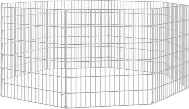 vidaXL Tierauslauf aus verzinktem Eisen in Silber, 8 Paneele, B: 54 cm, H: 60 cm - Bild 1
