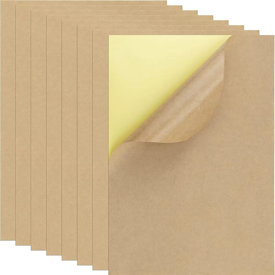 Selbstklebende A4 Kraftpapieraufkleber in Braun, bedruckbare Etiketten für das ganze Blatt, B/H: 21,08 x 29,72 cm - Bild 2