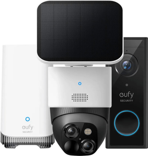 eufy Sicherheitspaket mit eufyCam Solocam S340, eufy Video Doorbell E340 und Homebase 3 - Bild 1