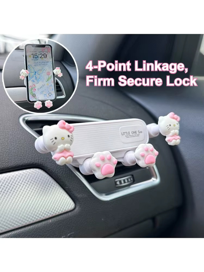 Sanrio Hello Kitty Autohandyhalterung mit Schwerkraftsensor für den Lüftungsschlitz in Weiß - Bild 5