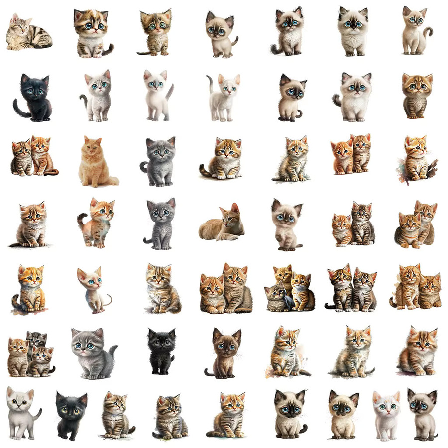 50 Stück Wasserdichte Graffiti Aufkleber mit Katzen-Motiv in Multicolour von BulingBulingStickers Shop - Bild 2