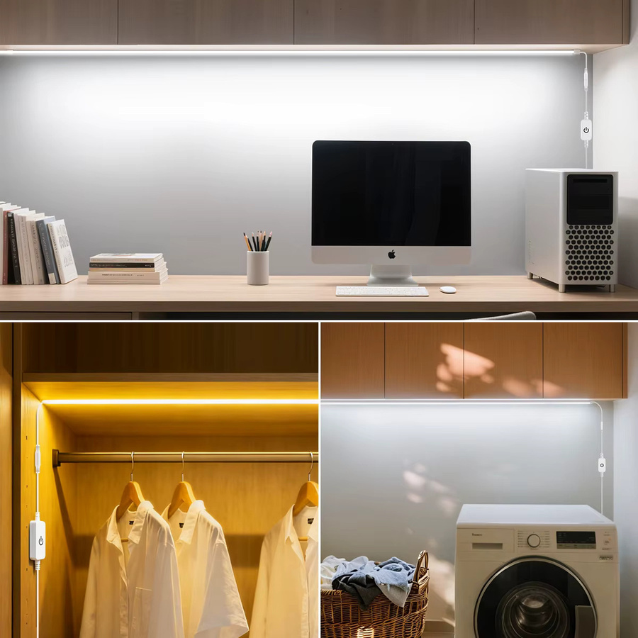 CHNAITEKE Selbstklebender COB LED Neon Licht Streifen aus Silikon mit Touch Sensor, Warmweiß, 280 LEDs/m - Bild 6
