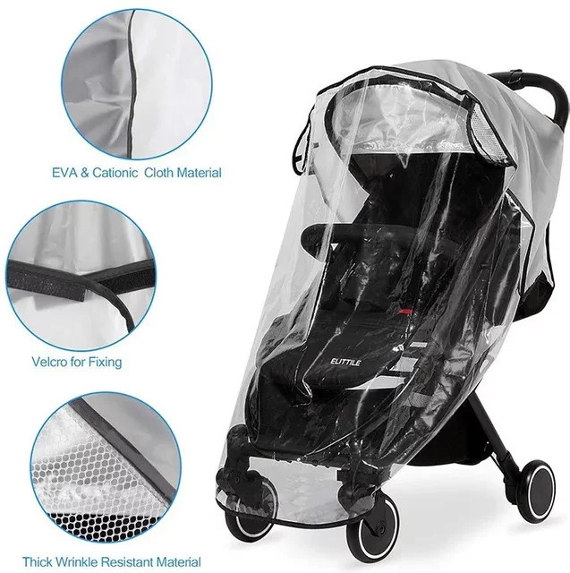 Universelle Baby Kinderwagen Regen Abdeckung, transparente und winddichte Regenschutzhülle für Kinderwagen und Warenkorb - Bild 1