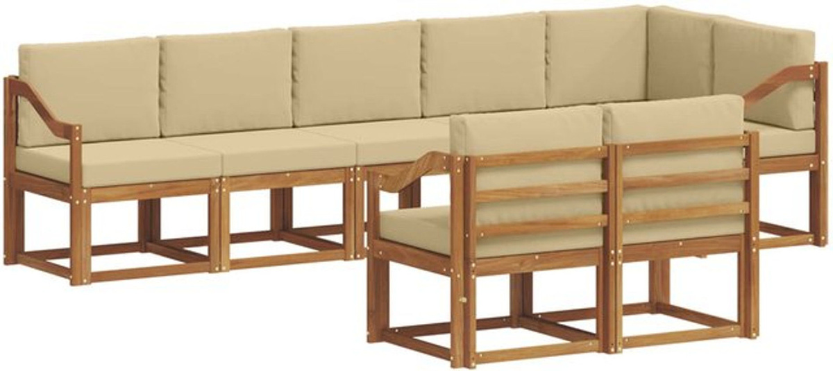 vidaXL Outdoor-Sofagarnitur aus Akazie mit 8-teiligem Set und Kissen in Natur und Beige - Bild 1