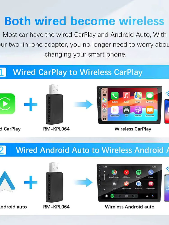 EzoneTronics Drahtloses CarPlay und Android Auto Retrofit Kit für Dodge Challenger Journey Charger Durango OEM Screen Upgrade in Schwarz - Bild 5
