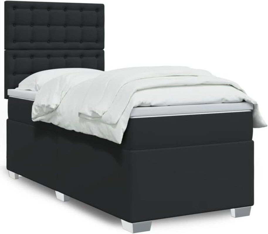 vidaxl Boxspringbett mit Matratze in Schwarz aus Kunstleder B/T/H: 80 x 200 cm - Bild 1