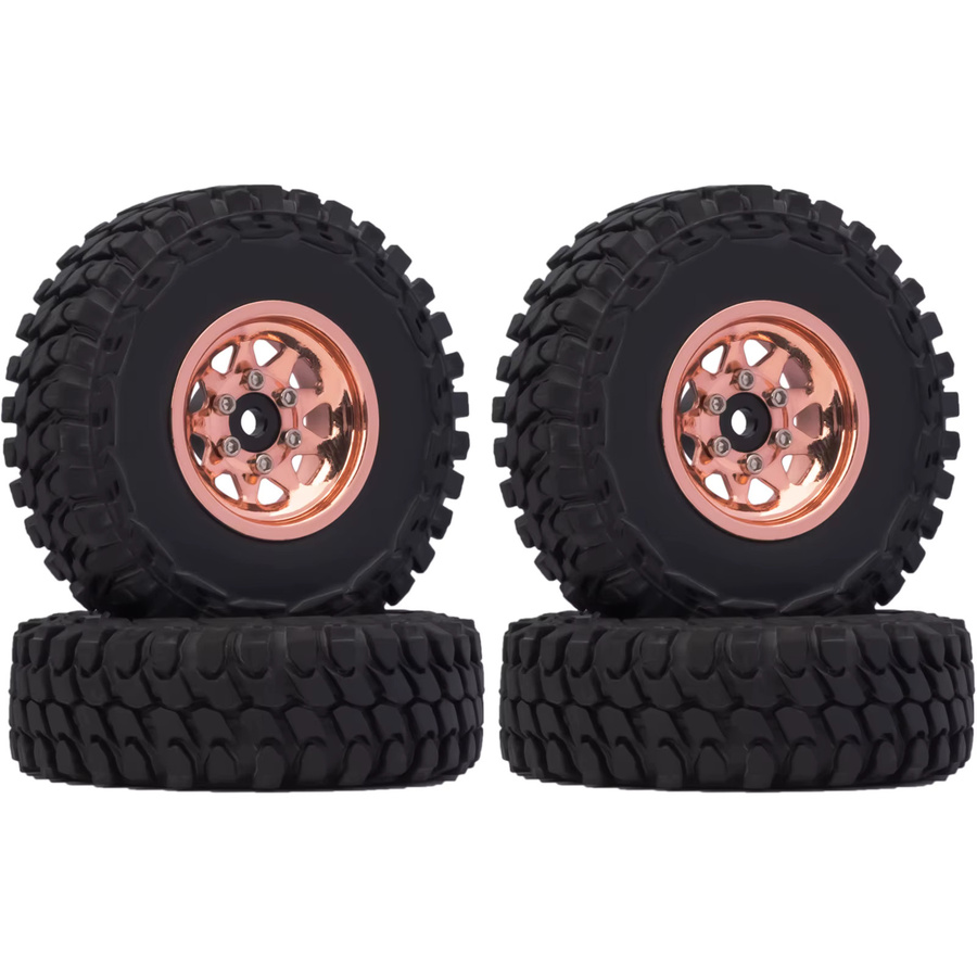 RCXAZ 1,0" Beadlock Felgen 54*17mm Reifen Set, Grau, Schwarz, Gummi - Bild 2