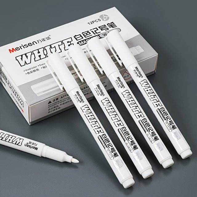 Weiße Permanentmarker für Holz, Kunstleder und Kunstwerke, spurlos und dauerhaft - Bild 1