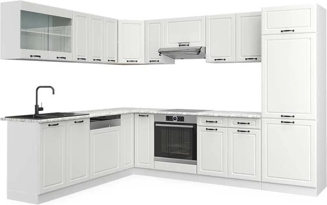 Vicco R-Line Eckküche Landhaus Weiß mit Marmor-Optik B/T/H: 227 x 287 x 207 cm - Bild 1