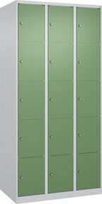 C+P Schließfachschrank Classic PLUS mit 3 Abteilen, Stahlkonstruktion, Farbe Grau und Resedagrün, B/T/H: 90 x 50 x 185 cm - Bild 1