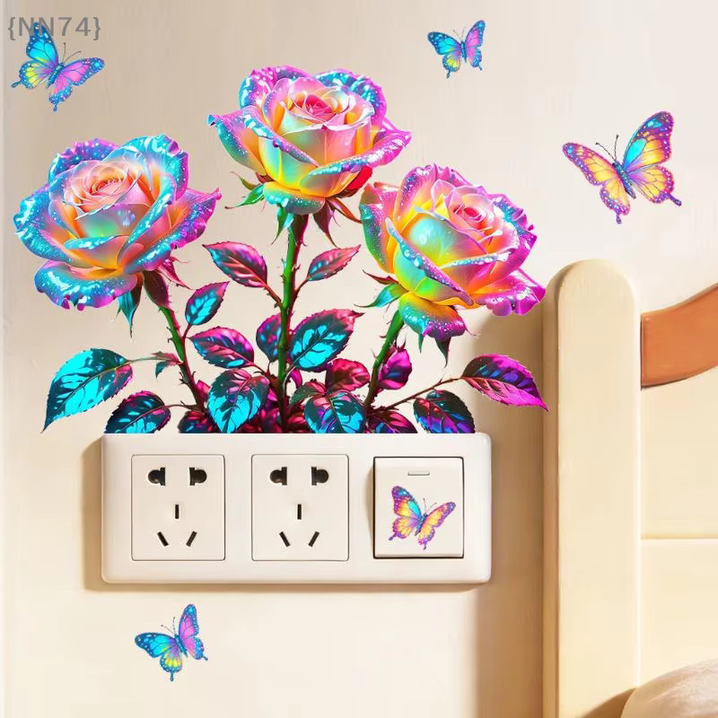 JETTING Selbstklebender Wandaufkleber mit leuchtenden Rosen-Blumen in Multicolour für Schlafzimmer und Wohnzimmer - Bild 4