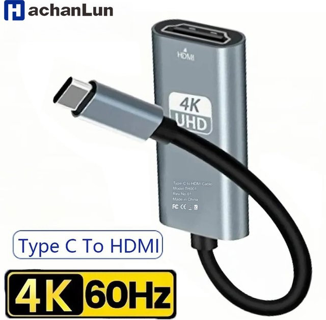 HACHANLUN USB-C auf HDMI Adapter mit 4K 60Hz Unterstützung für iPhone 15, iPad, MacBook und Laptop - Bild 1