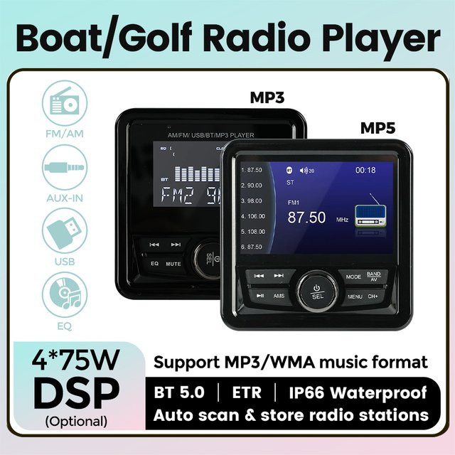 STRONGNAVI Marine Stereo Media Player mit 4,1 Zoll Display, Wasserdicht, FM/AM Radio, Bluetooth 2.0, Schwarz - Bild 1