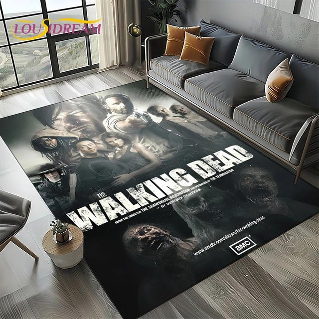 Magic Zhu Walking Dead Teppich mit Rick und Daryl Motiv, rutschfeste Bodenmatte für Wohnzimmer und Schlafzimmer, B/B: 60 x 90 cm, Mehrfarbig - Bild 1