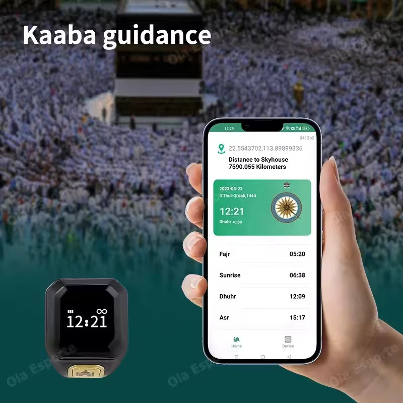Ola Esporte Smart-Ring mit HD-Bildschirm und Bluetooth für Männer und Frauen, Tasbih-Zähler und Gebetserinnerung, wasserdicht, in Schwarz oder Weiß - Bild 2