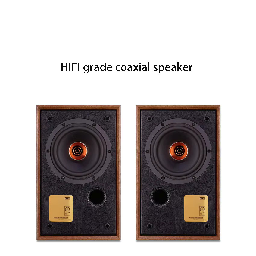 Fever HiFi 5,25 Zoll Koaxiallautsprecher Set, 2 Stück Passive Bücherregallautsprecher für den Desktop, Braun - Bild 3