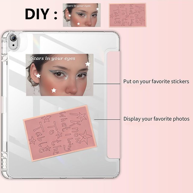 PHYLYN Transparente Kristall-Tablet-Hülle mit Stifthalter und Auto-Schlafmodus für iPad Pro, Air und Mini, Gelb - Bild 1