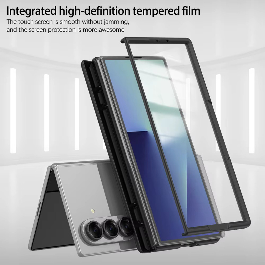 lolozzx Handyhülle für Samsung Galaxy Z Fold 7 mit magnetischem Scharnier, PC-Hartschale und gehärtetem Film, transparent, MagSafe kompatibel - Bild 3