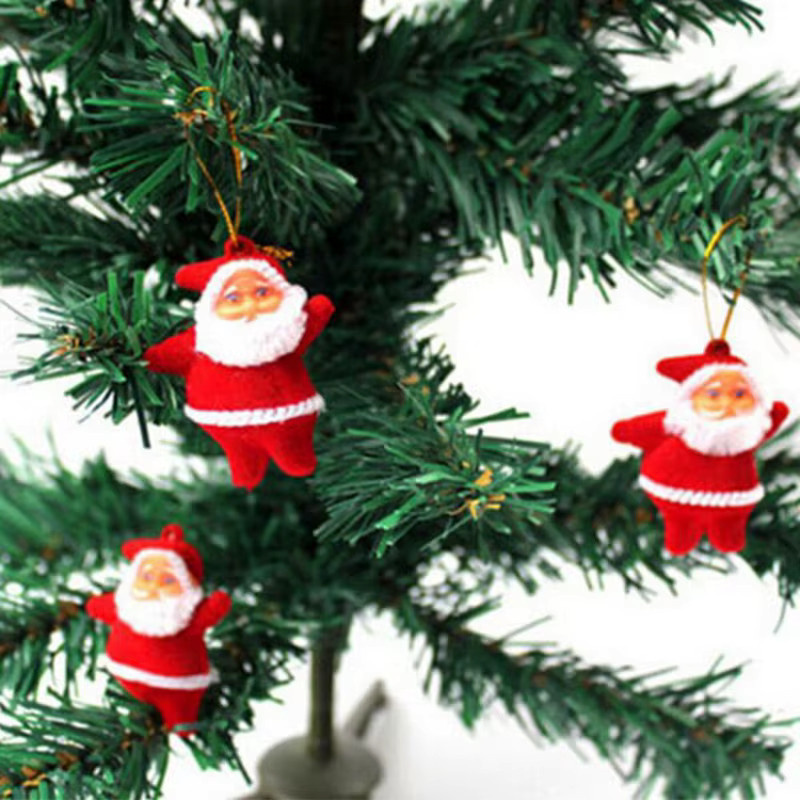 6er Set Otmagelu Weihnachtsbaum Anhänger Mini Santa Claus Puppen in Rot und Multicolour aus Textil - Bild 2