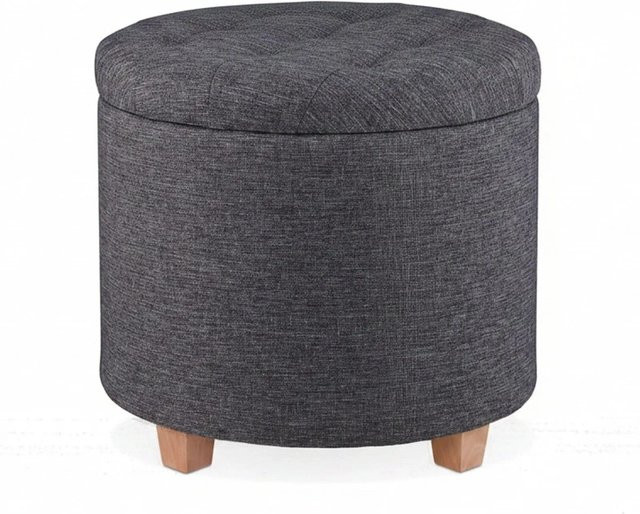 Relaxdays Sitzhocker aus Stoff in Grau mit Stauraum, B/T/H: 41 x 41 x 44 cm - Bild 1