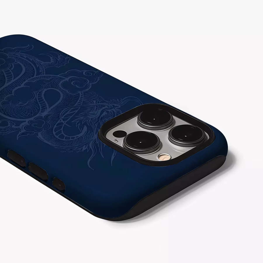 Potdemiel Handyhülle Indigo Dragon Clouds für iPhone 17 16 15 14 13 12 Pro Max Plus, stoßfeste doppellagige Rückseite, Blau - Bild 3