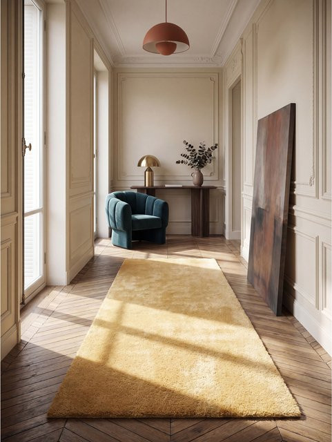 Hochflor Läufer ALDAN Kadima Design in Gold, B/T: 60 x 110 cm - Bild 1
